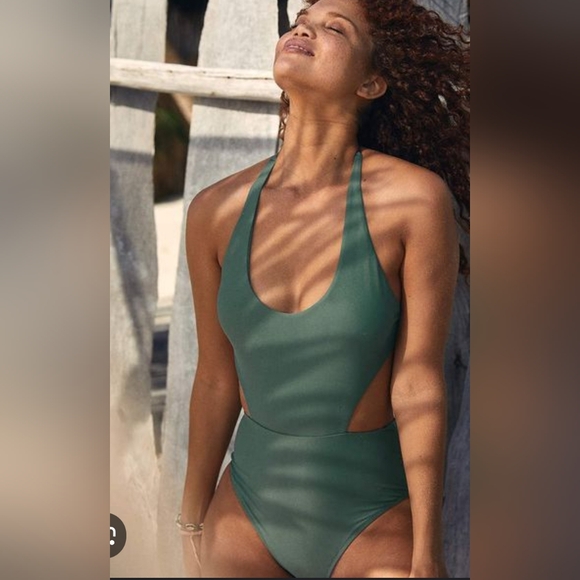 Aerie Mallot De Bain One Piece Swimsuit Navy Blue Size Large - Picture 2 of 5